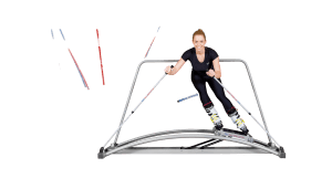 The Ski Simulator is designed to be used with your ski boots. It offers a great ski binding longitudinal ski move.